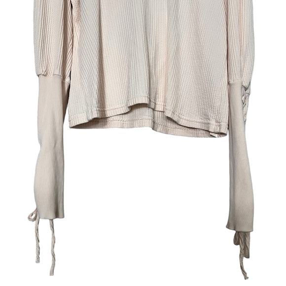 Free People FP One Tasha Thermal Top Tie Sleeve Women’s Size Small Ivory - Picture 5 of 15